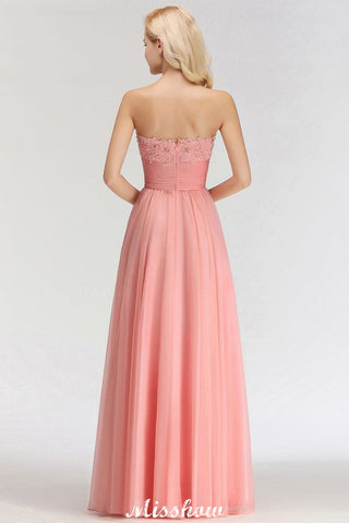Elegant Sweetheart A-Line Appliques Bridesmaid Dresses Ruffle Chiffon