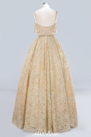 Elegant Tulle Lace Ball Gown Shaghetti Sweetheart Sleevless Wedding Dress