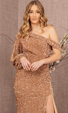 Robe de soirée à sequins à manches bouffantes