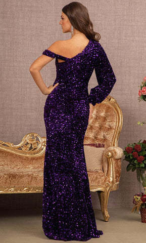 Robe de soirée à sequins à manches bouffantes