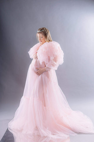 Emerald Green Maternity Tulle Robe for Photoshoot VMR26