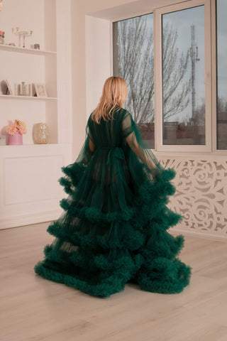 Emerald Green Maternity dress Sheer Maternity Photoshoot Dress VMR25
