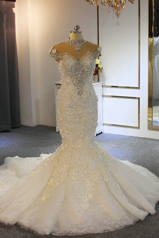 Extravagant wedding dresses mermaid | Wedding dress with lace