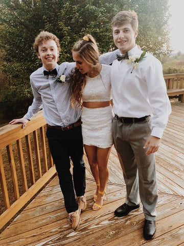 Robe de bal deux pièces en dentelle blanche, charmante robe de soirée blanche Y968