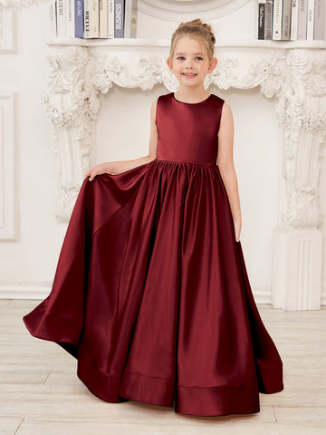 A-line Lace Satin Floor-length Flower Girl Dress