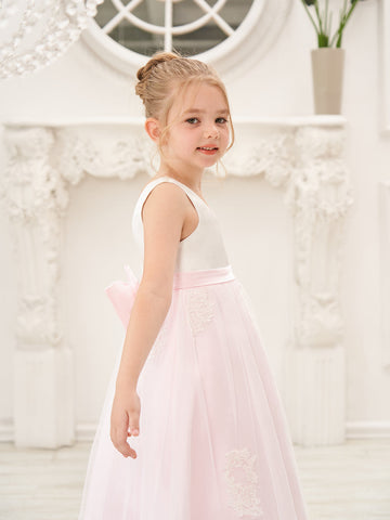 A-line Satin Tulle Ankle-length Pink Dress (2003227111)