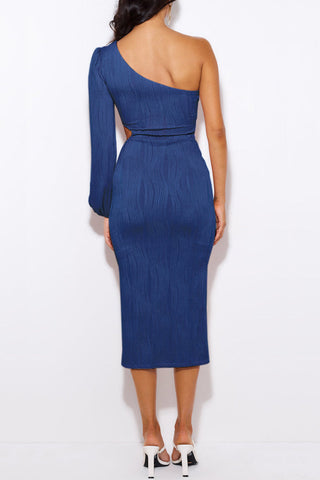 Vestidos de noche elegantes y formales, lisos, con cuello oblicuo calado (5 colores) 