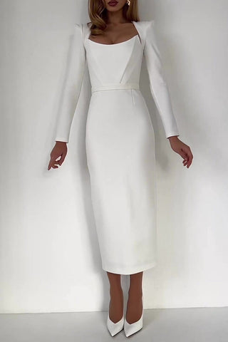 Vestidos de noche elegantes de celebridades, lisos, sin espalda, con cuello cuadrado 