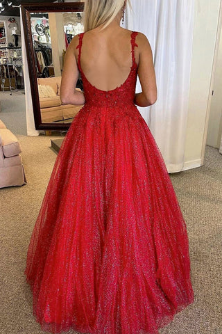 A-line Backless Glitter Prom Dress