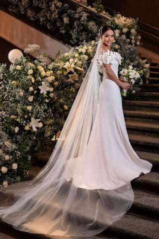 Fabulous Mermaid Satin Off-The-Shoulder Sleeveless White Wedding Dress