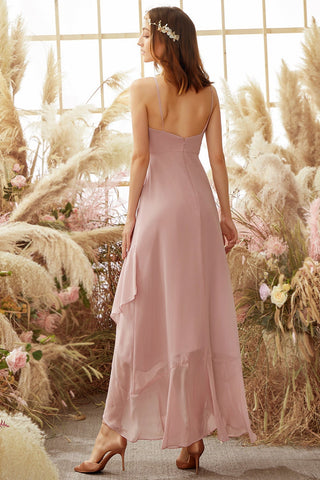 Blush High Low Chiffon Bridemaid Dress