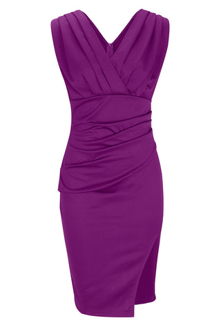 Vestidos de noche elegantes de celebridades, lisos, con abertura y escote en V (4 colores) 