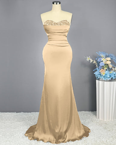 Sleeveless Mermaid Long Prom Gown with Sequined Sweetheart