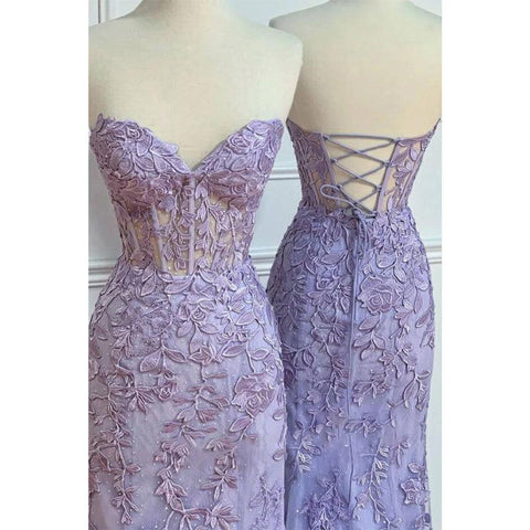 Vestido de fiesta largo con escote en V y apliques de encaje, corte tubo/columna, sexy 