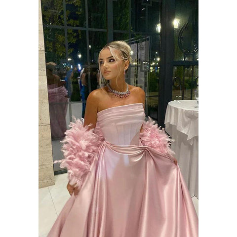 Robe de soirée formelle simple et décontractée, sans manches, à épaules dénudées, coupe trapèze, froncée