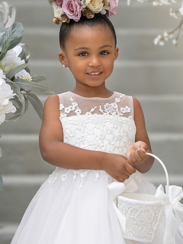 Ball-Gown/Princess Satin Tulle Floor-length Flower Girl Dress