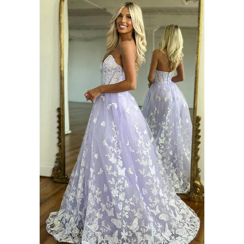 Vestido de noche largo de fiesta de tul con encaje, sin mangas y escote corazón, corte A