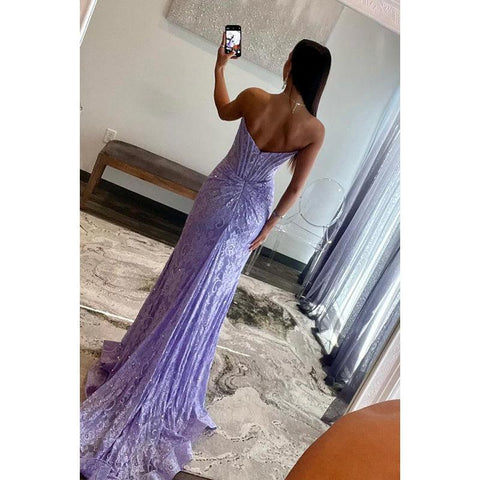 Vestido de fiesta sexy sin tirantes con apliques florales y lentejuelas, vestido de graduación con escote alto