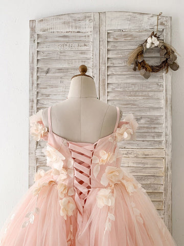 A-line Satin Tulle Floor-length Flower Girl Dress