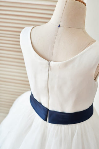 Ball-Gown/Princess Satin Tulle Knee-length Flower Girl Dress