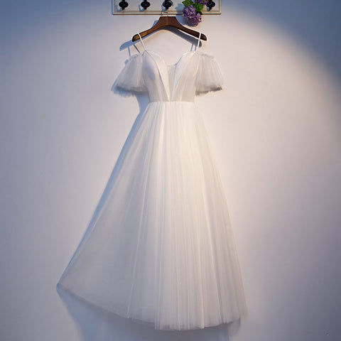 Robe de bal courte en tulle blanc s97