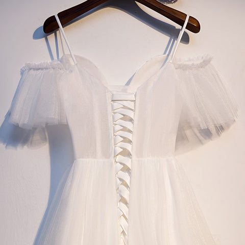 Robe de bal courte en tulle blanc s97