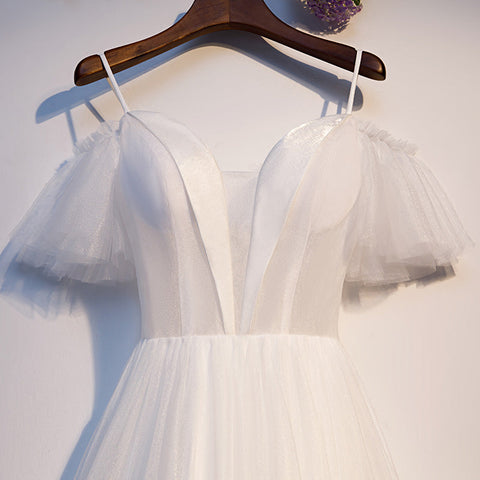 Robe de bal courte en tulle blanc s97