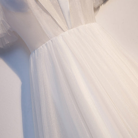 Robe de bal courte en tulle blanc s97