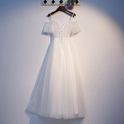 Robe de bal courte en tulle blanc s97