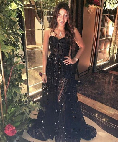Robe de bal noire tendance, robe de soirée Y1607