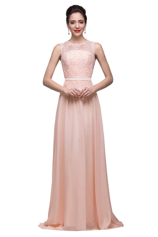 Floor-length A-line Crew Sash Chiffon Appliques Bridesmaid Dresses