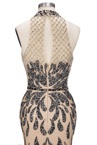 Floor Length Mermaid Halter Sequined Patterns Prom Dresses