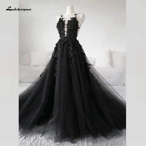 Robe de mariée longue noire style gothique à fleurs Baoleely 2020, robe de mariée sexy en tulle, grande taille