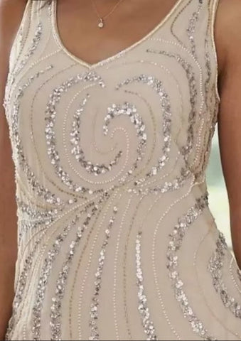 Glamorous V-neck Long sleeves A-line Chiffon Mother dress Sequined