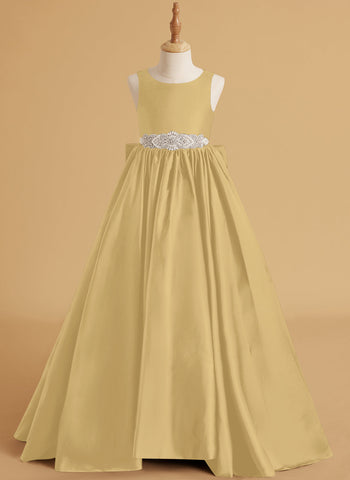 Ball-Gown/Princess Satin Sweep Train Flower Girl Dress