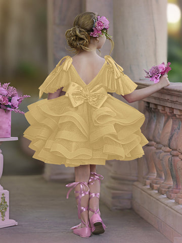 Ball-Gown/Princess Tulle Knee-length Birthday Flower Girl Dress