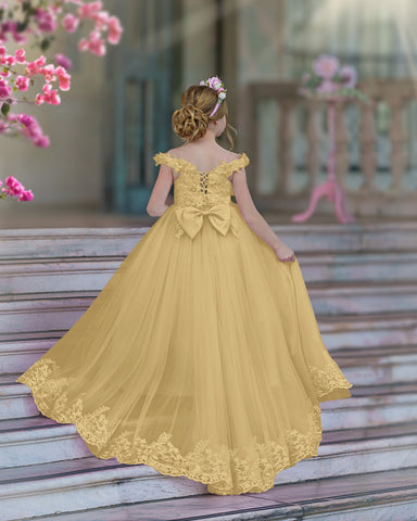 Ball-Gown/Princess Lace Sweep Train Pink Birthday Dress