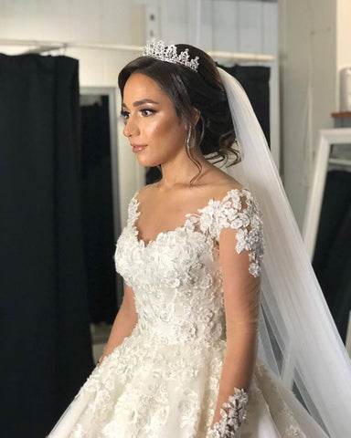 Gorgeous Long A-line Off-the-shoulder Wedding Dresses with Sleeves