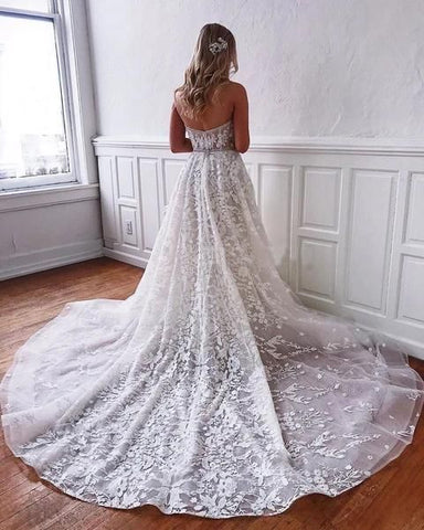 Gorgeous Long A-line Sweetheart Lace Wedding Dress
