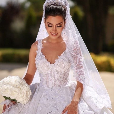 Gorgeous Long Ball Gown Off-the-shoulder Lace Wedding Dress
