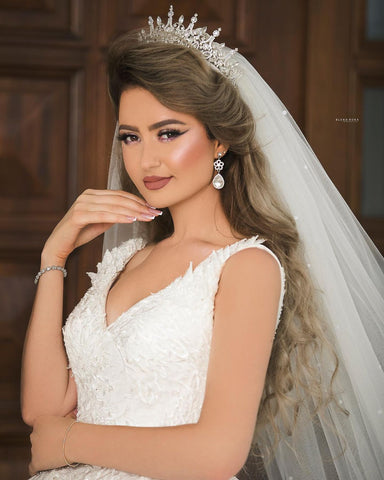 Gorgeous Long Princess V-neck Tulle Lace Wedding Dress