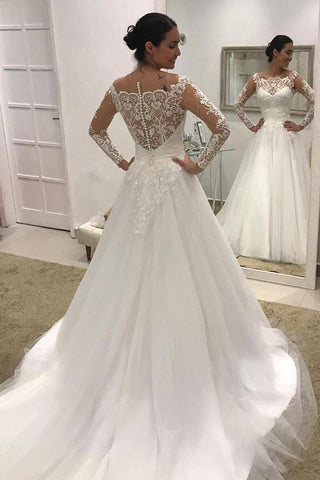 Gorgeous Long Sleeves A-line Tulle Lace Wedding Dress