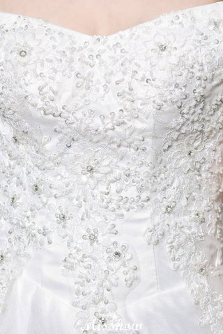 Gorgeous Off the Shoulder White aline Bridal Gown Garden Lace Appliques Wedding Dress