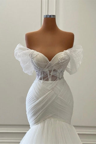 Gorgeous Sleeveless Strapless Off the Shoulder Mermaid Wedding Dress