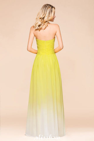 Gradient Sweetheart Floor Length Bridesmaid Dress Chiffon Wedding Party Dress
