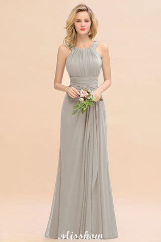 Halter A-line Bridesmaid Dresses Floor-Length Dress for Wedding Party
