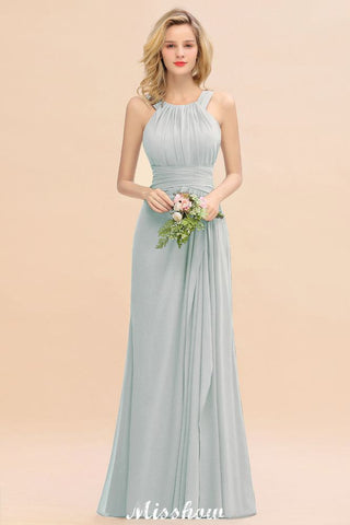 Halter A-line Bridesmaid Dresses Floor-Length Dress for Wedding Party