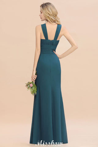 Halter A-line Bridesmaid Dresses Floor-Length Dress for Wedding Party