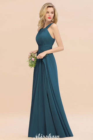 Halter A-line Bridesmaid Dresses Floor-Length Dress for Wedding Party