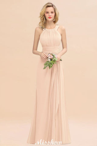 Halter A-line Bridesmaid Dresses Floor-Length Dress for Wedding Party